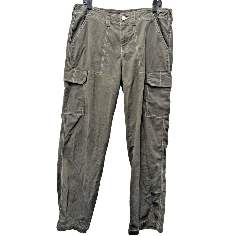 True Religion Mens Cargo Pants Size 31 Olive Green Utility Workwear
